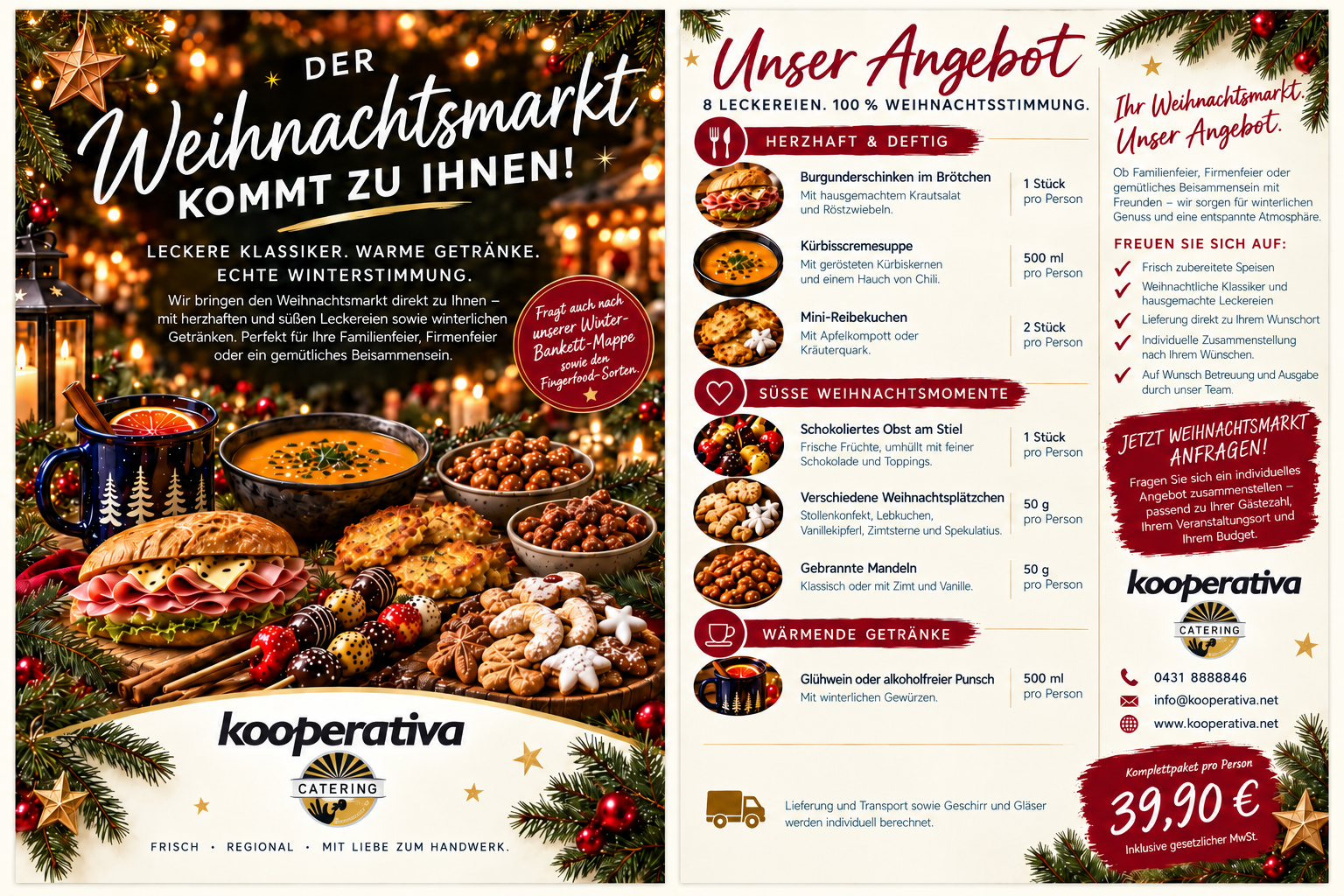 Weihnachtsmarkt-Flyer der Kooperativa – Komplettpaket für 39,90 Euro pro Person