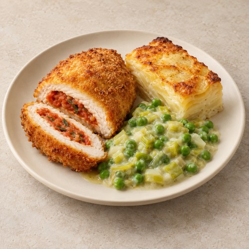 Cordon bleu vom Hähnchen – KI-generiertes Symbolbild